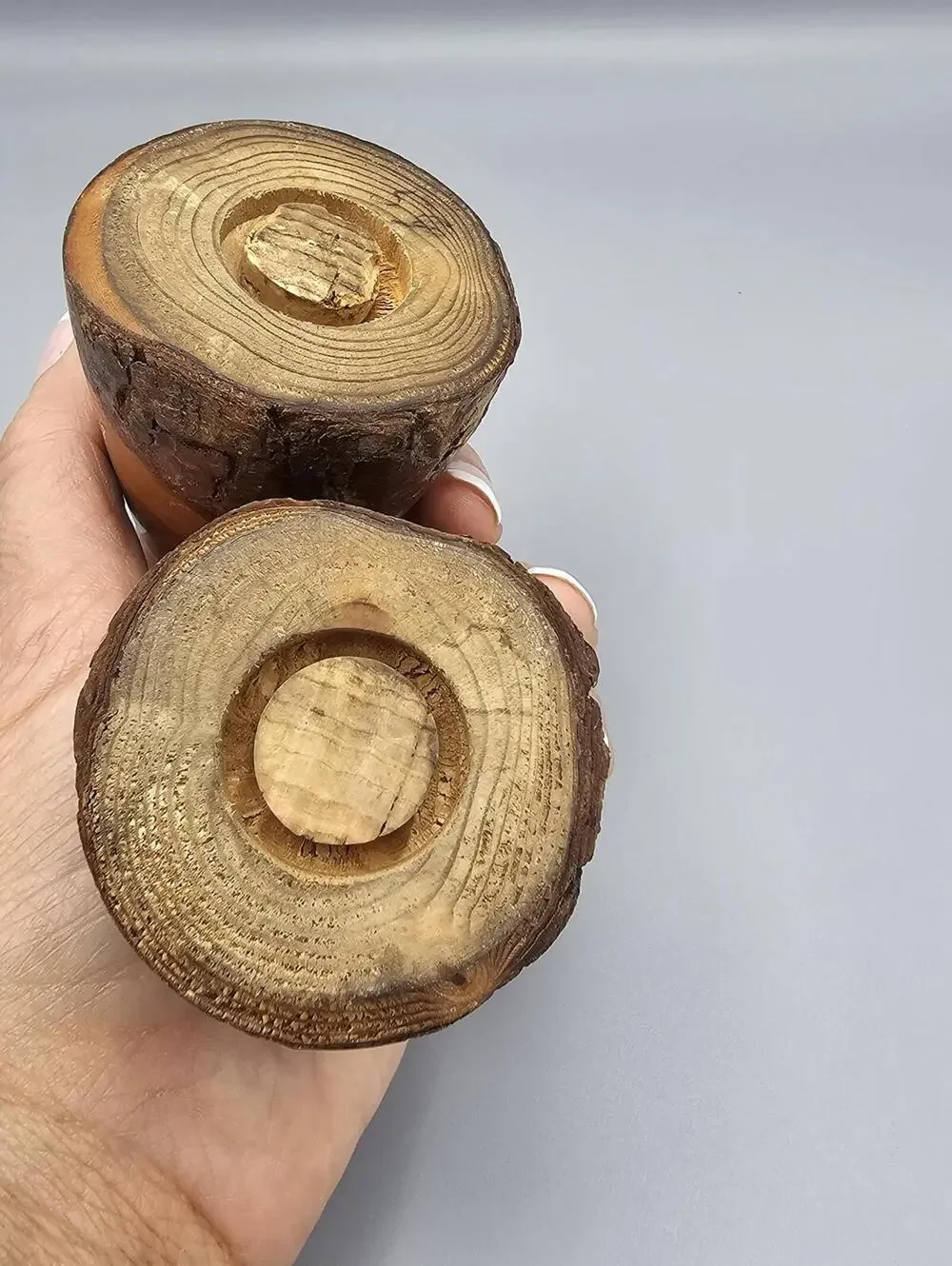 Rustic Wooden Pinecone Salt and Pepper Shakers - Picture 3 of 5